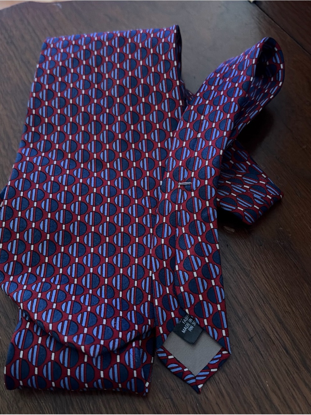 Perry Ellis Red and Blue Geometric Silk Tie